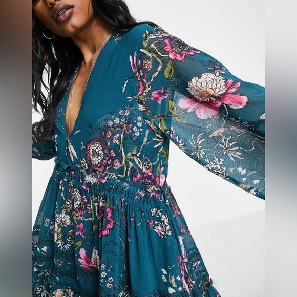 FREE PEOPLE CHERRY BLOSSOM MINI DRESS WITH SLEEVES SIZE XS - Picture 11 of 16